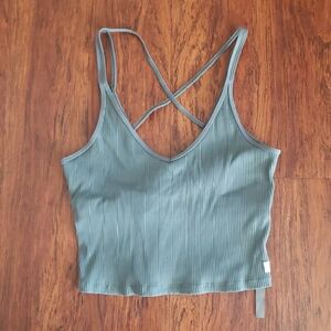 Vuori Blue Gray Ribbed Women's Crop Top Size XL New
